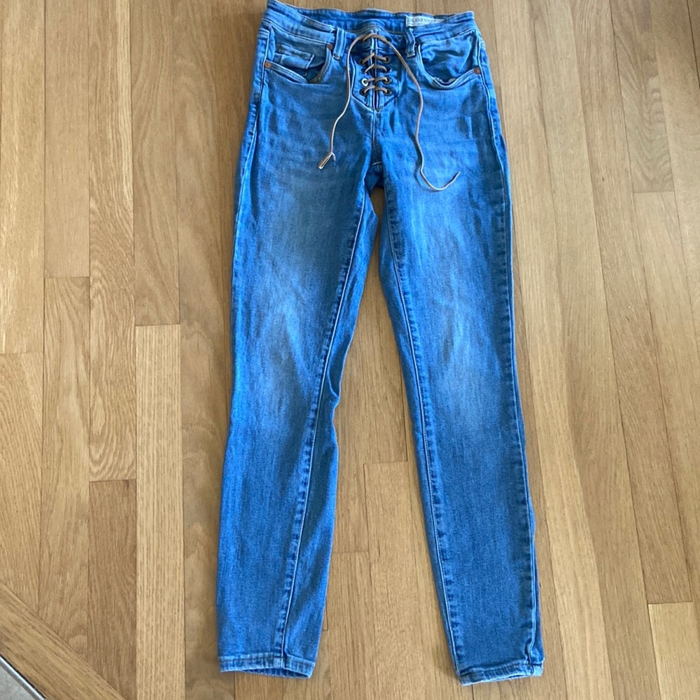 Blank NYC Skinny Classique Jeans w Leather Tie Front